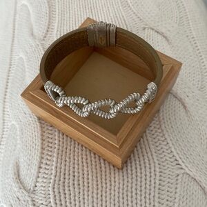 Judith Ripka silver and leather bracelet